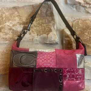 Coach Patchwork Mini Bag in Pink and Silver